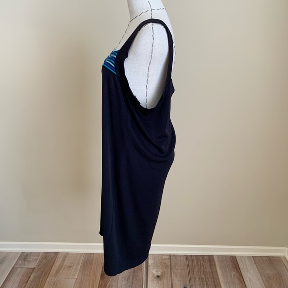 Misook Black Blue Striped Tank Strap Dress XL - Picture 3 of 7